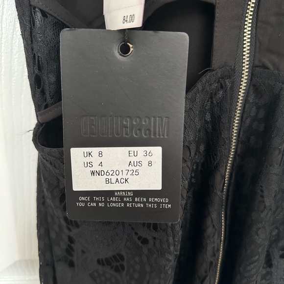 Missguided Black Lace Back CutOut Dress US Size 4 - Picture 6 of 6